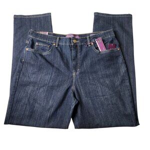 Gloria Vanderbilt Amanda Jeans Women's Dark Denim Classic Tapered Leg Size 16